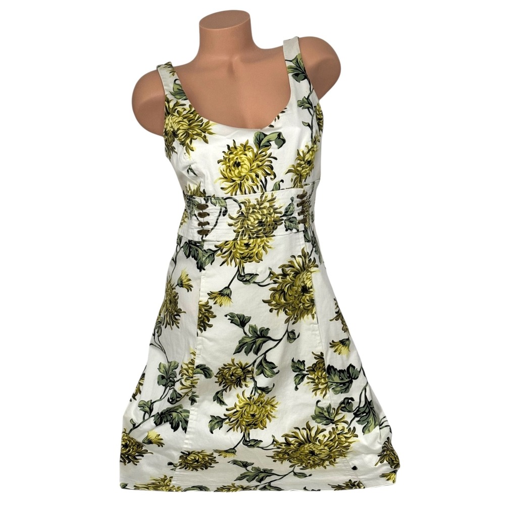 Donna Ricco Women's Sz 12 Pocket Dress Sleeveless White Green Floral Knee Lenght